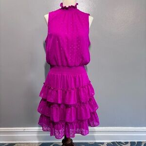 Everlily Fuchsia Sleeveless Ruffle Dress